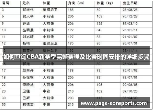 如何查询CBA新赛季完整赛程及比赛时间安排的详细步骤